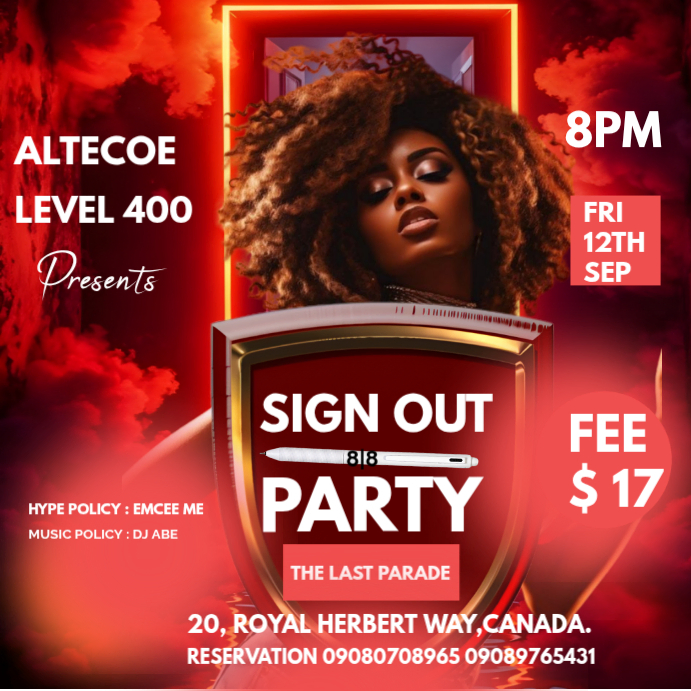 Red Final Year Sign Out Party Flyer Instagram post Template | PosterMyWall