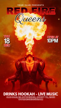 Red Fire Queens Party Poster Instagram Story template
