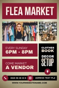Red Flea Market Event Flyer Poster template