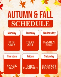 Red Floral Autumn Schedule Instagram Portrait template