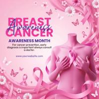 Red Breast Cancer Awareness Instagram-bericht Template