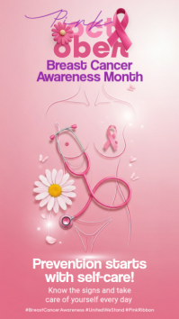 Red Breast Cancer Awareness Instagram Story Template