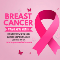 Red Breast Cancer Awareness โพสต์บน Instagram Template