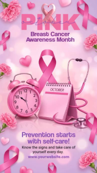 สีแดง Breast Cancer Awareness Instagram Story Template