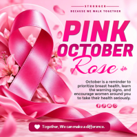 红色 Breast Cancer Awareness Cuadrado Template