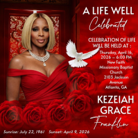 Red Floral Celebration of Life Instagram Post template
