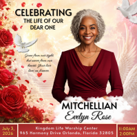 Red Floral Celebration of Life Instagram Post template