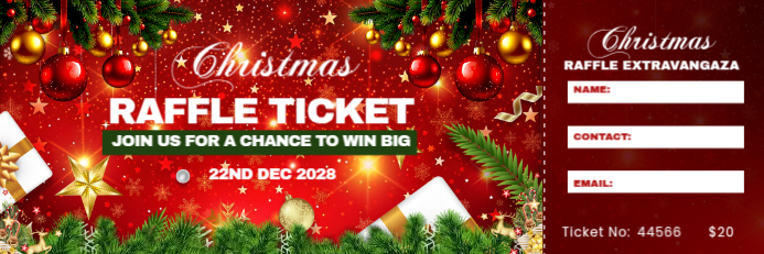 Red Floral Chrismas Raffle Ticket Banner 2' × 6' Template | PosterMyWall