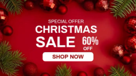 Red Floral Christmas Discounted Sale Video Template  Twitter Post