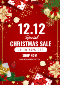 Red Floral Christmas Super Sale A2 template