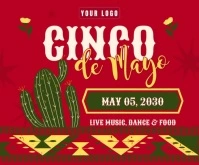 Red Floral Cinco De Mayo Party Persegi Panjang Sedang Medium Rectangle template