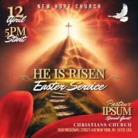 Red Floral Easter Church Service Instagram Post Video Instagram-bericht template