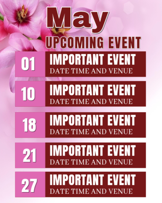 Red Floral Event Schedule Instagram Portrait Template | PosterMyWall