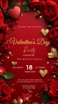 Red Floral Galentine's Day Party Instagram Story template