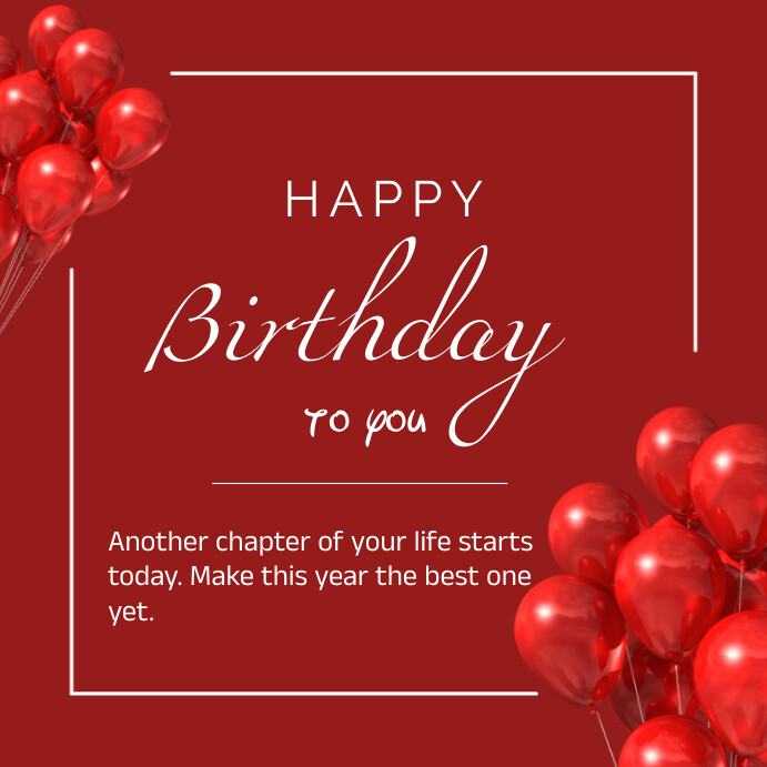 Red Floral Happy Birthday Celebration Cards Template | PosterMyWall