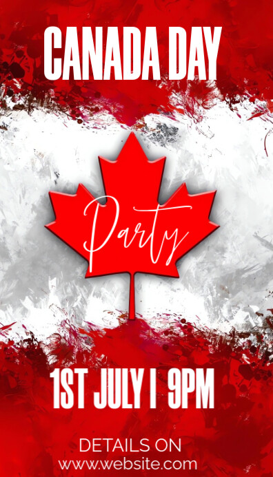 Red Floral Happy Canada Day Business Card Cartão de visita template