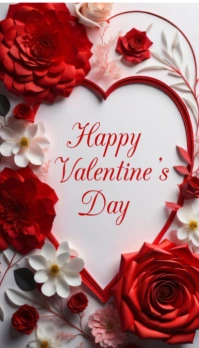 Red Floral Happy Valentine's Day Business Card template