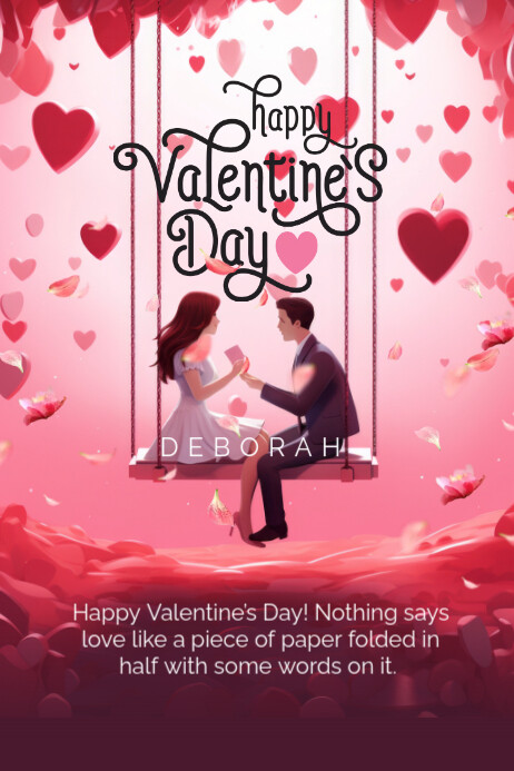Red Floral Happy Valentine's Day Poster 海报 template