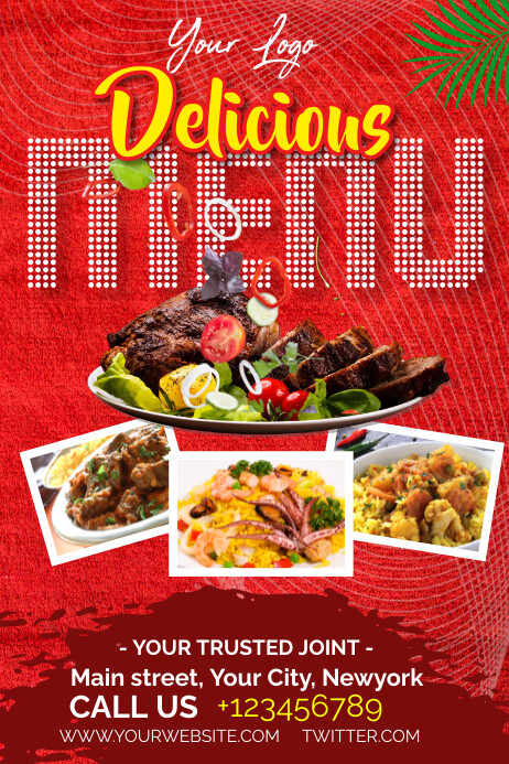 Red Floral Hotel Menu Poster Templat | PosterMyWall
