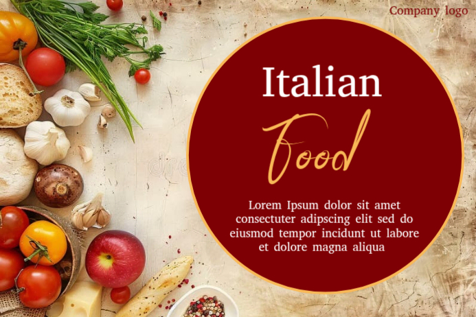 Red Floral Italian Food Label Template | PosterMyWall
