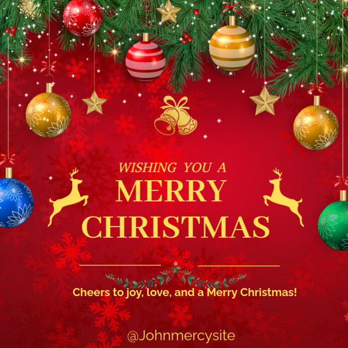 Plantilla de Red Floral Joyful Merry Christmas Wish Instagram Post ...