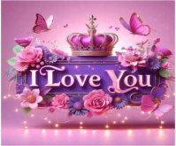 Red Floral Love You Logo Medium Rectangle template