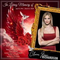 Red Floral Memorial Service Instagram Post template