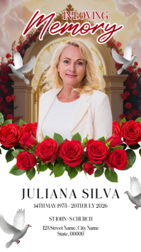 Red Floral Memorial Service Instagram Story template