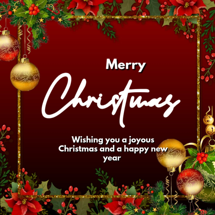 Red Floral Merry Christmas Design Instagram Post Template | PosterMyWall
