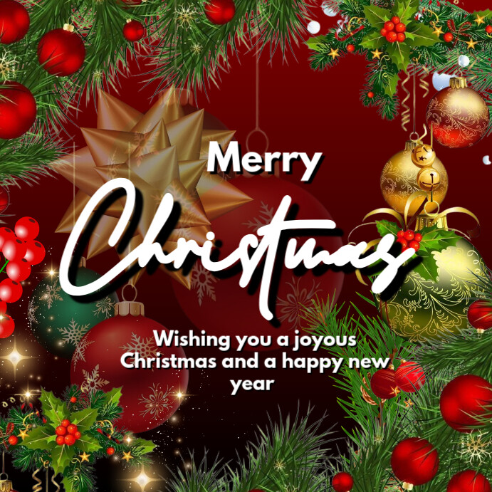 Plantilla de Red Floral Merry Christmas Design Instagram Post ...