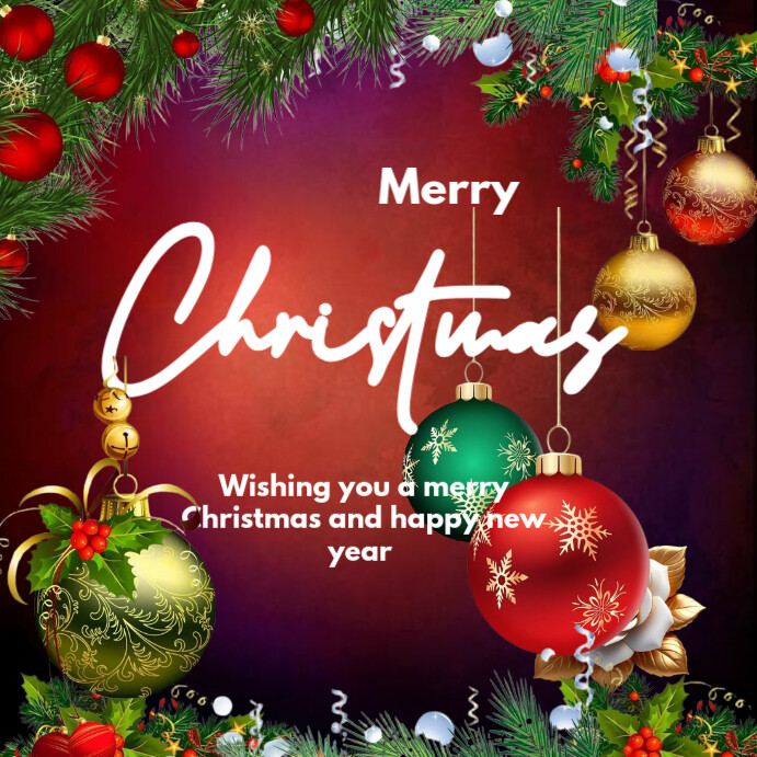 Red Floral Merry Christmas Instagram Post Template | PosterMyWall