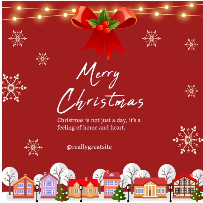 Red Floral Merry Christmas Instagram Post Template | PosterMyWall