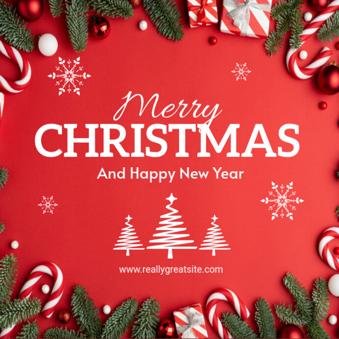 Red Floral Merry Christmas Instagram Post Template | PosterMyWall