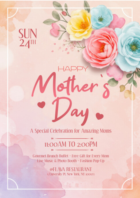 Red Floral Mother's Day A5 template