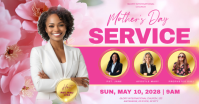 Red Floral Mother's Day Church Service Facebook Shared Image template