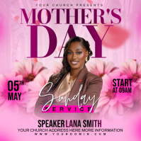 Red Floral Mother's Day Church Service Instagram Post template