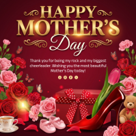 Red Floral Mother's Day Square template