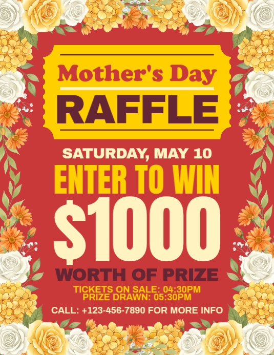 Copy of Red Floral Mother's Day Raffle Flyer | PosterMyWall