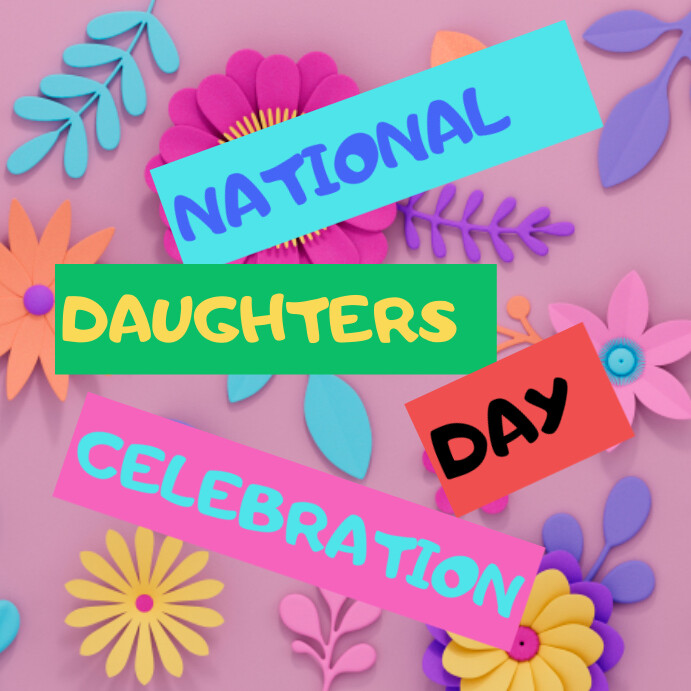Red Floral National Daughters Day Celebration Instagram Post template