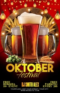 Red Floral Oktoberfest Half Page Wide Halv side bred template