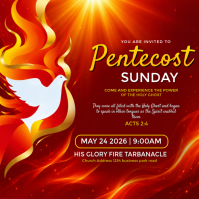 Red Floral Pentecost Sunday Invitation Instagram Post template