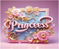 Red Floral Pink Back Ground With Princess On It  Medium Rectangle template