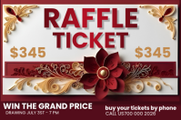 Red Floral Raffle Ticket Label Ilebula template