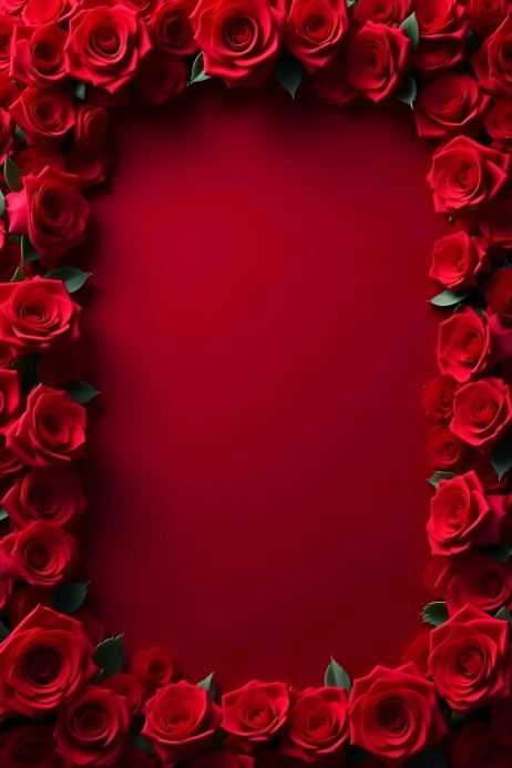 Copy of Red Floral Red Rose Border Frame Poster | PosterMyWall
