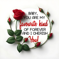 Red Floral Romantic Love Quote  Instagram Post template