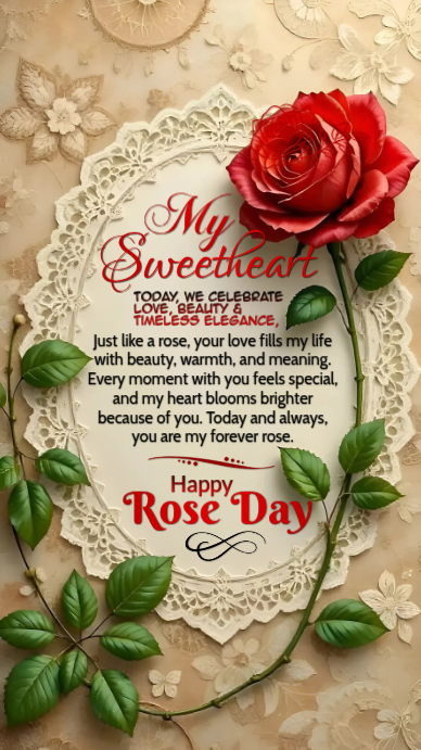 Modèle Red Floral Romantic Rose Day Message For Sweetheart Instagram ...