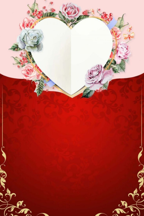 Red Floral Rose Invitation Background Wallpaper Poster Template ...