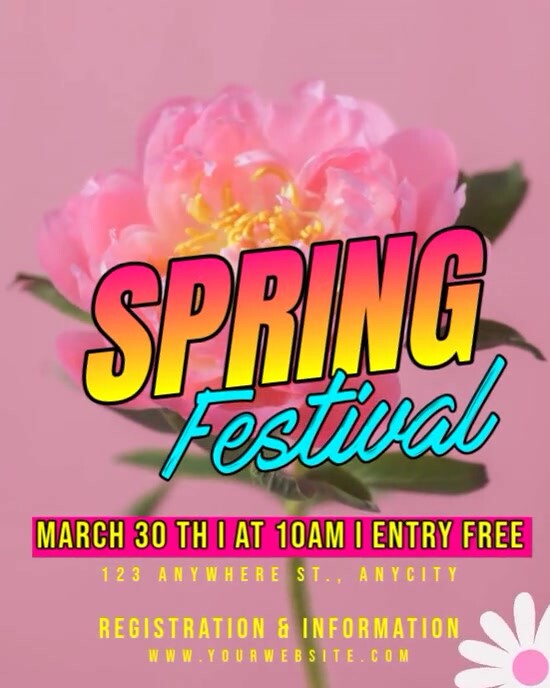 Red Floral Spring Festival Instagram Portrait template