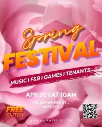 Red Floral Spring Festival Instagram Portrait template