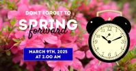 Red Floral Spring Forward Gambar Bersama Facebook template